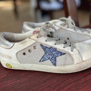 Girls Golden goose mesh and leather sneakers.  Size 31
